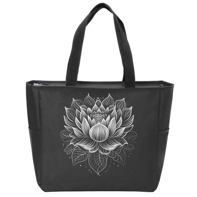 Mandala Lotus Flower Tees For Men Women Girls Zip Tote Bag