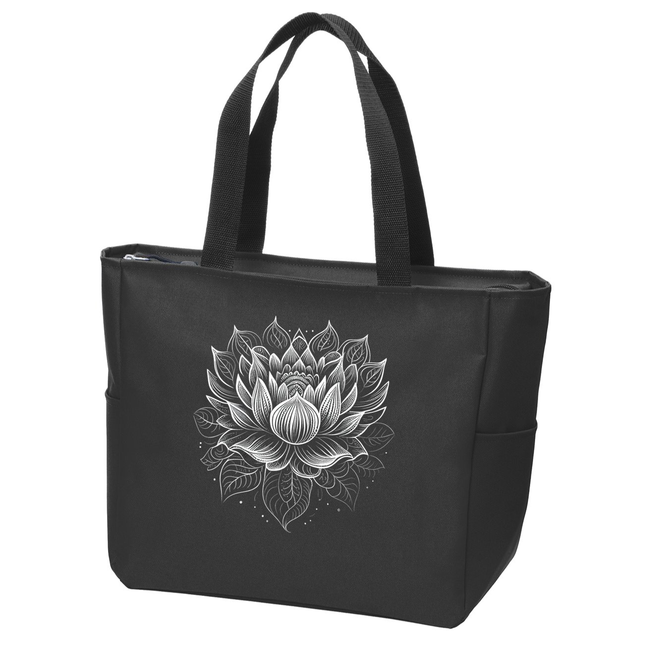 Mandala Lotus Flower Tees For Men Women Girls Zip Tote Bag
