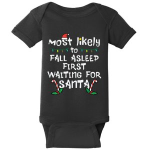 Most Likely Fall Asleep Santa Christmas Xmas Family Matching Baby Bodysuit