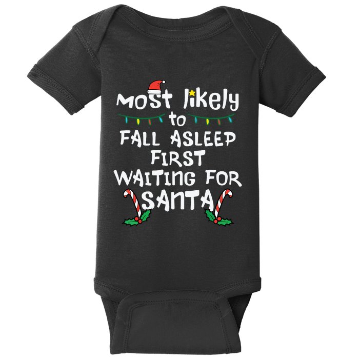 Most Likely Fall Asleep Santa Christmas Xmas Family Matching Baby Bodysuit