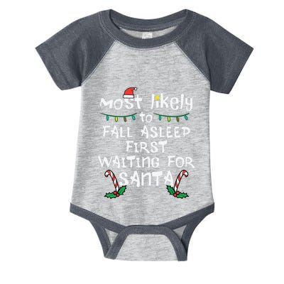 Most Likely Fall Asleep Santa Christmas Xmas Family Matching Infant Baby Jersey Bodysuit