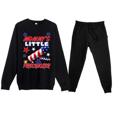 Mommys Little Firecracker 4th Of July Fun Birthday Gift Premium Crewneck Sweatsuit Set