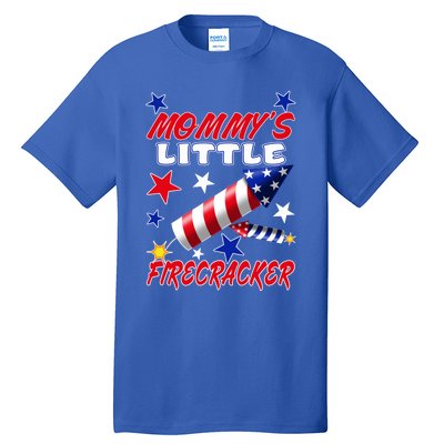 Mommys Little Firecracker 4th Of July Fun Birthday Gift Tall T-Shirt