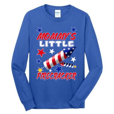 Mommys Little Firecracker 4th Of July Fun Birthday Gift Tall Long Sleeve T-Shirt