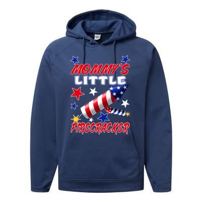 Mommys Little Firecracker 4th Of July Fun Birthday Gift Performance Fleece Hoodie