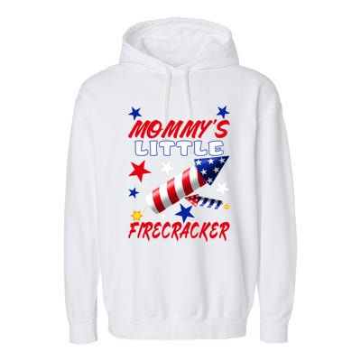 Mommys Little Firecracker 4th Of July Fun Birthday Gift Garment-Dyed Fleece Hoodie