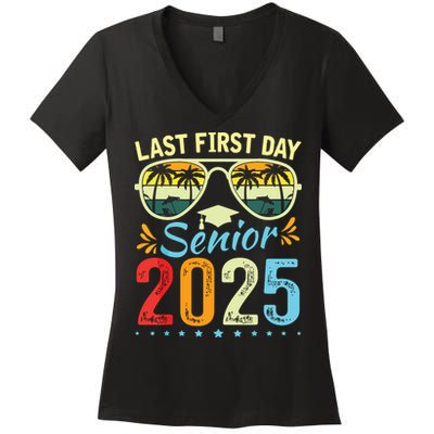 My Last First Day Senior 2025 Back To School Class Of 2025 Women's V-Neck T-Shirt