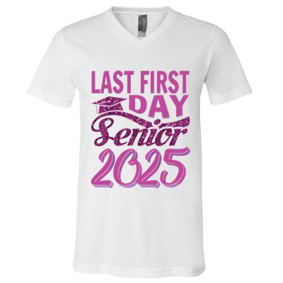 My Last First Day Senior Back To School 2025 Class Of 2025 V-Neck T-Shirt