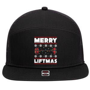 Merry Liftmas Funny Christmas Gym Workout Fitness Gift 7 Panel Mesh Trucker Snapback Hat