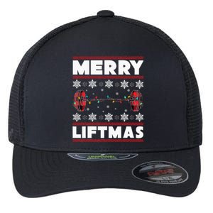 Merry Liftmas Funny Christmas Gym Workout Fitness Gift Flexfit Unipanel Trucker Cap