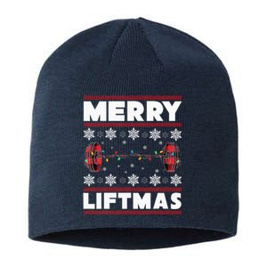 Merry Liftmas Funny Christmas Gym Workout Fitness Gift Sustainable Beanie