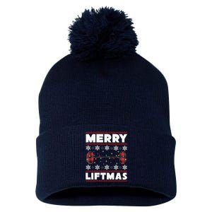 Merry Liftmas Funny Christmas Gym Workout Fitness Gift Pom Pom 12in Knit Beanie