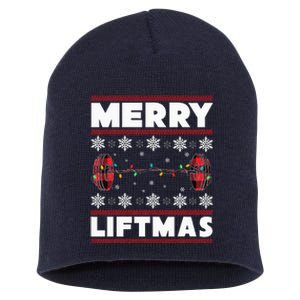 Merry Liftmas Funny Christmas Gym Workout Fitness Gift Short Acrylic Beanie