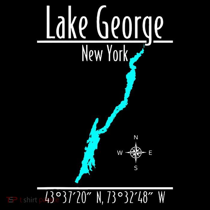 Modern Lake George New York Flexfit Unipanel Trucker Cap