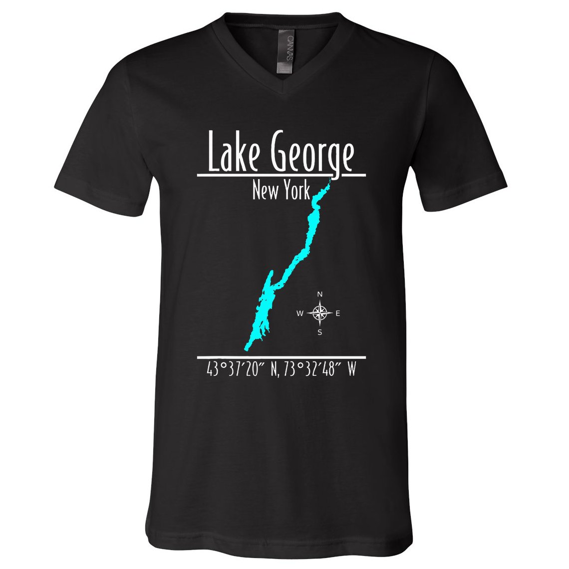 Modern Lake George New York V-Neck T-Shirt
