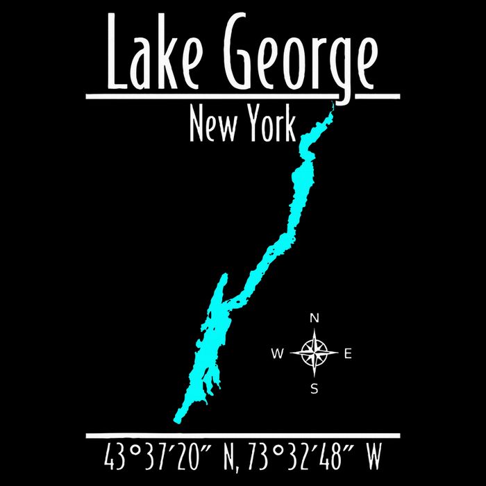 Modern Lake George New York Flat Bill Trucker Hat