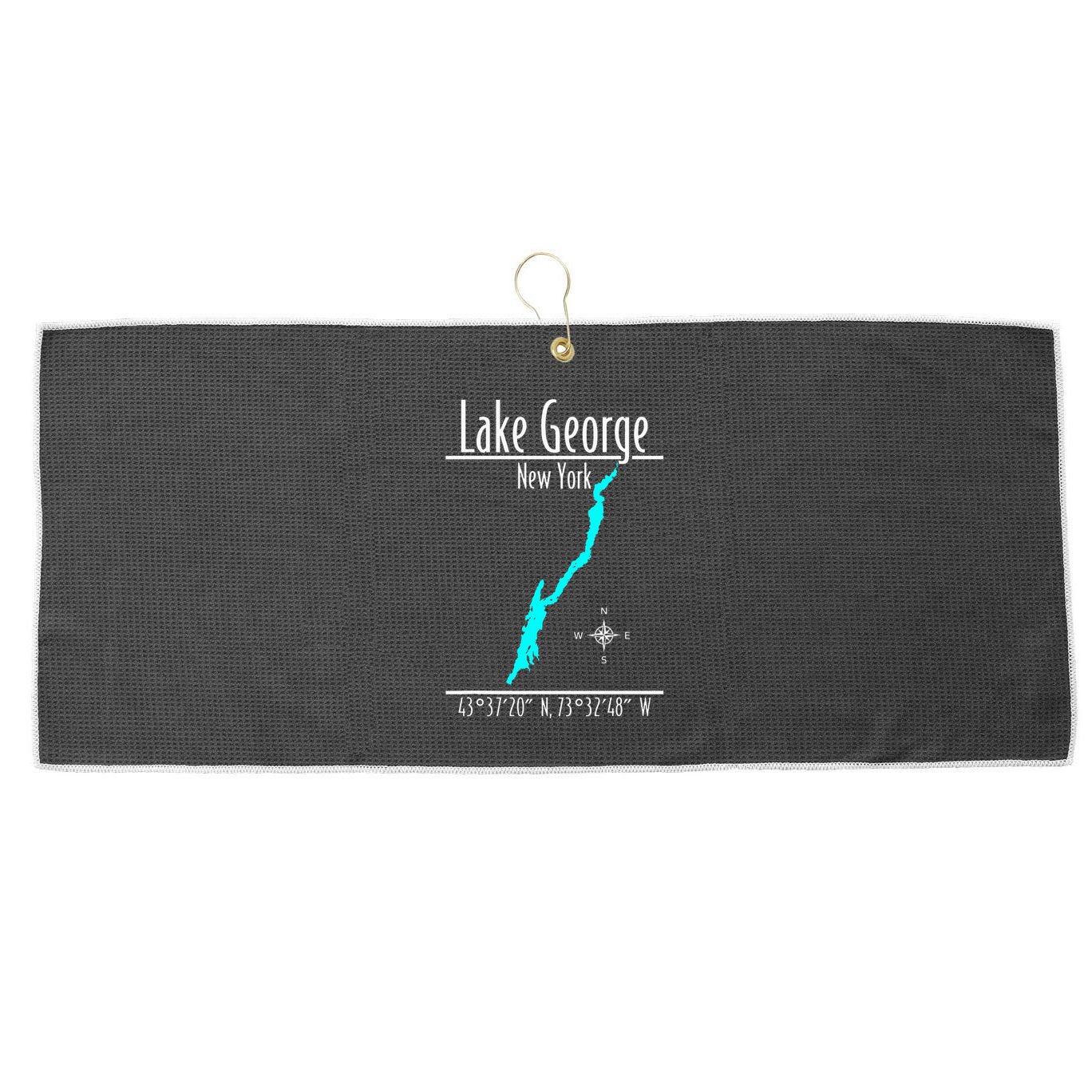 Modern Lake George New York Large Microfiber Waffle Golf Towel