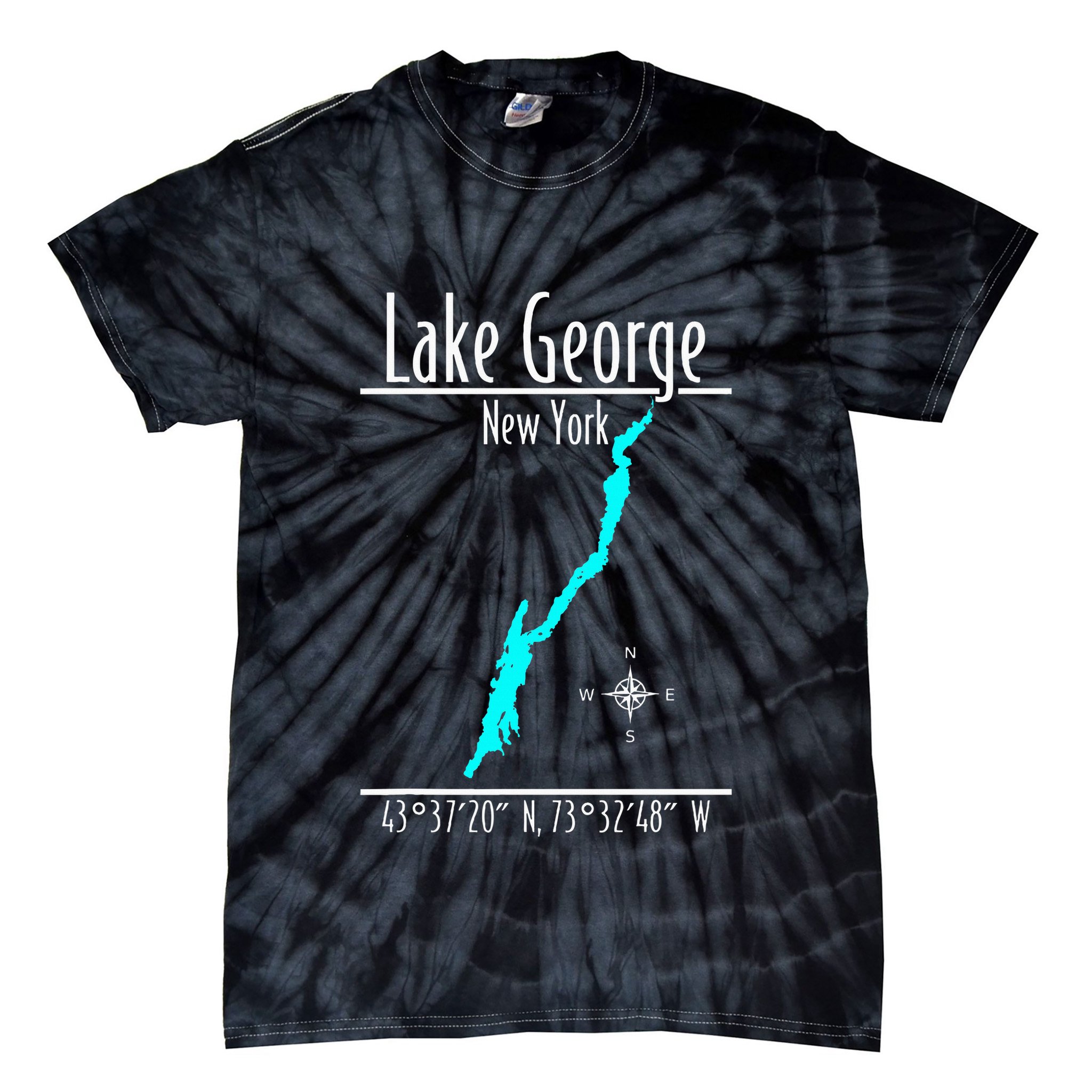 Modern Lake George New York Tie-Dye T-Shirt