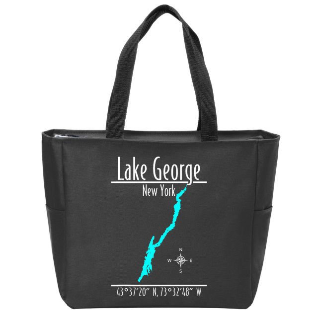 Modern Lake George New York Zip Tote Bag