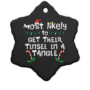 Most Likely Get Tinsel In Tangle Christmas Xmas Family Match Ceramic Star Ornament