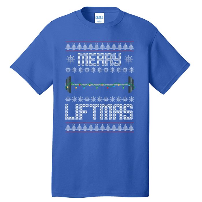 Merry Liftmas Gym Equipt Holiday Gift Ugly Christmas Great Gift Tall T-Shirt