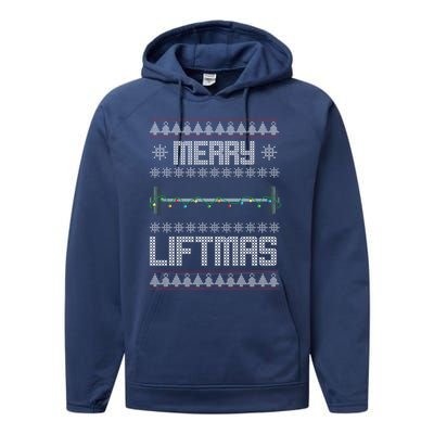 Merry Liftmas Gym Equipt Holiday Gift Ugly Christmas Great Gift Performance Fleece Hoodie