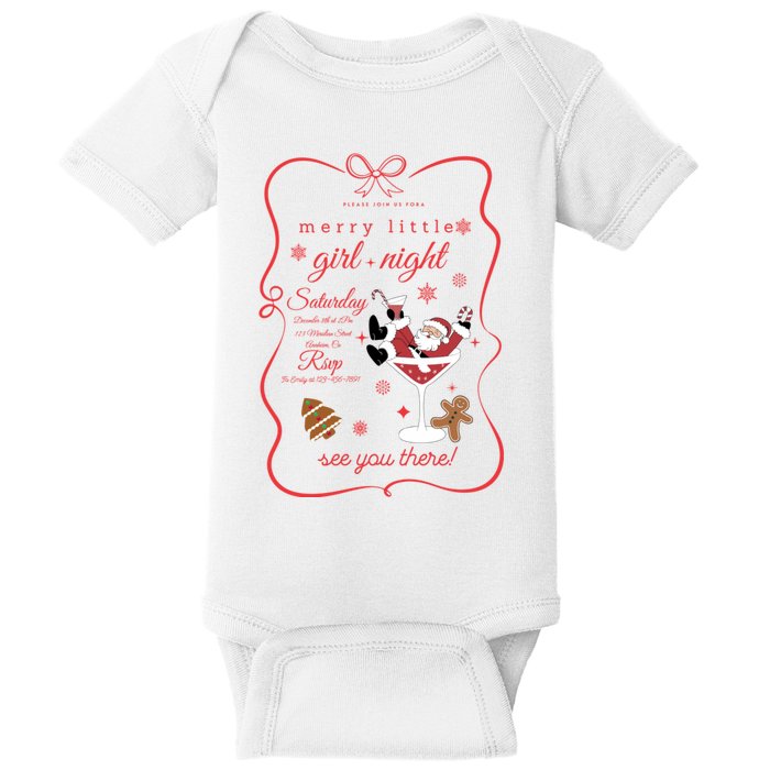 Merry Little Girl Night Christmas Party Santa Claus Xmas Baby Bodysuit