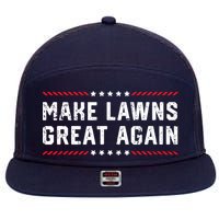 Make Lawns Great Again Lawn Mowing Dad American Flag 7 Panel Mesh Trucker Snapback Hat