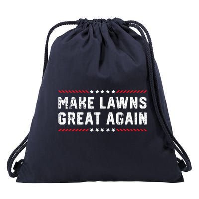 Make Lawns Great Again Lawn Mowing Dad American Flag Drawstring Bag