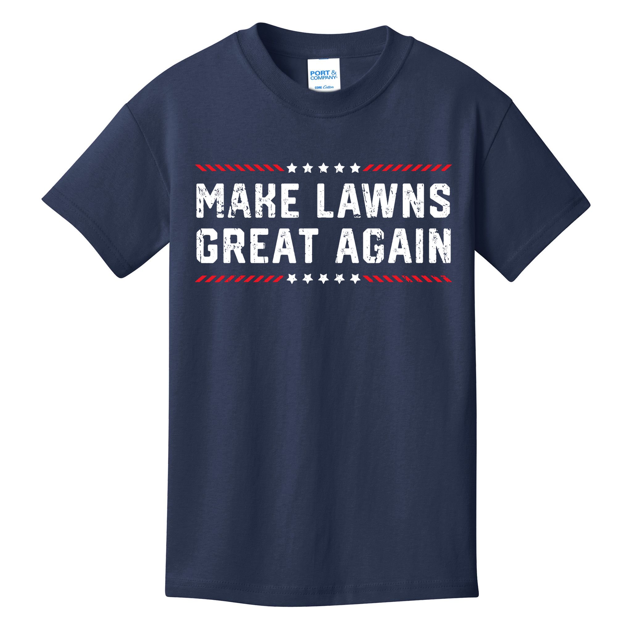 Make Lawns Great Again Lawn Mowing Dad American Flag Kids T-Shirt
