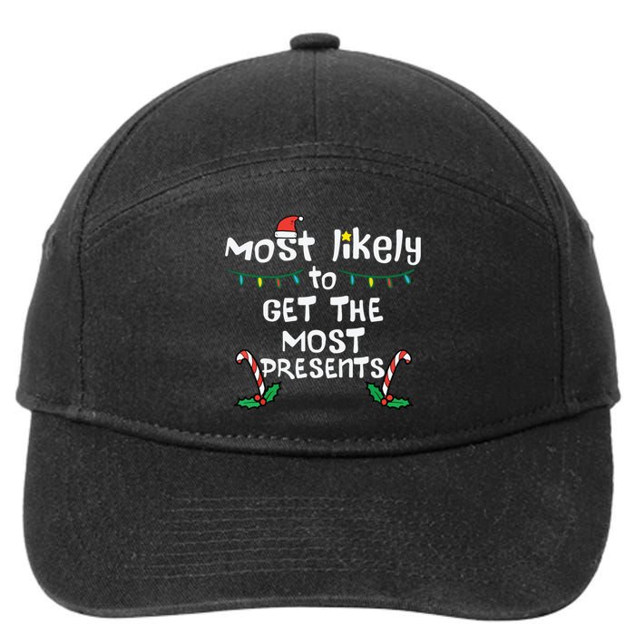 Most Likely Get Most Presents Christmas Xmas Family Matching 7-Panel Snapback Hat