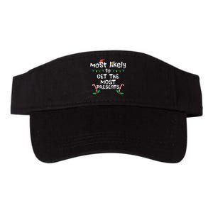 Most Likely Get Most Presents Christmas Xmas Family Matching Valucap Bio-Washed Visor