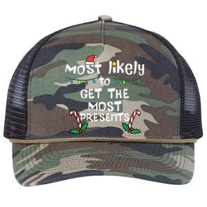 Most Likely Get Most Presents Christmas Xmas Family Matching Retro Rope Trucker Hat Cap