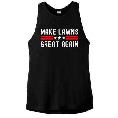 Make Lawns Great Again Funny Lawn Mower Dad Gardener Ladies PosiCharge Tri-Blend Wicking Tank