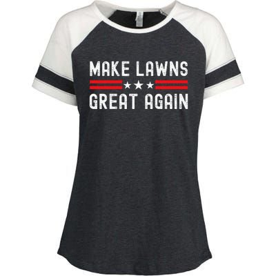 Make Lawns Great Again Funny Lawn Mower Dad Gardener Enza Ladies Jersey Colorblock Tee