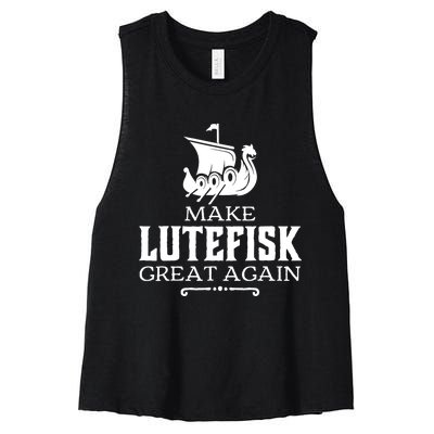 Make Lutefisk Great Again Women's Racerback Cropped Tank