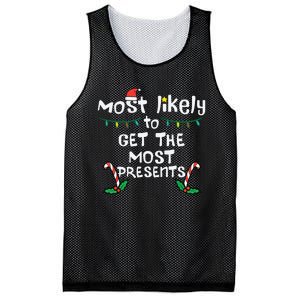 Most Likely Get Most Presents Christmas Xmas Family Matching Mesh Reversible Basketball Jersey Tank