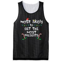 Most Likely Get Most Presents Christmas Xmas Family Matching Mesh Reversible Basketball Jersey Tank