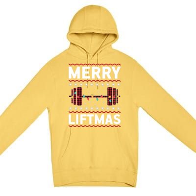 Merry Liftmas Gym Equipt Holiday Gift Ugly Christmas Cute Gift Premium Pullover Hoodie