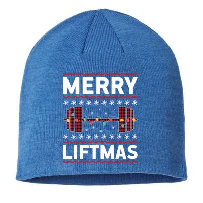 Merry Liftmas Gym Equipt Holiday Gift Ugly Christmas Cute Gift Sustainable Beanie