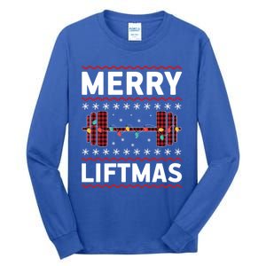 Merry Liftmas Gym Equipt Holiday Gift Ugly Christmas Cute Gift Tall Long Sleeve T-Shirt