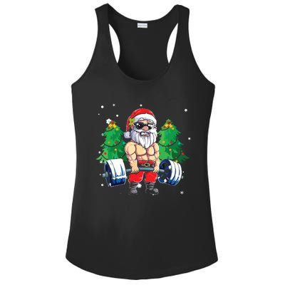 Merry Liftmas Gym Workout Santa Xmas Tree Ugly Christmas Ladies PosiCharge Competitor Racerback Tank