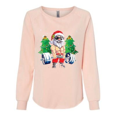 Merry Liftmas Gym Workout Santa Xmas Tree Ugly Christmas Womens California Wash Sweatshirt