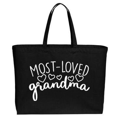 Most Loved Grandma Cotton Canvas Jumbo Tote