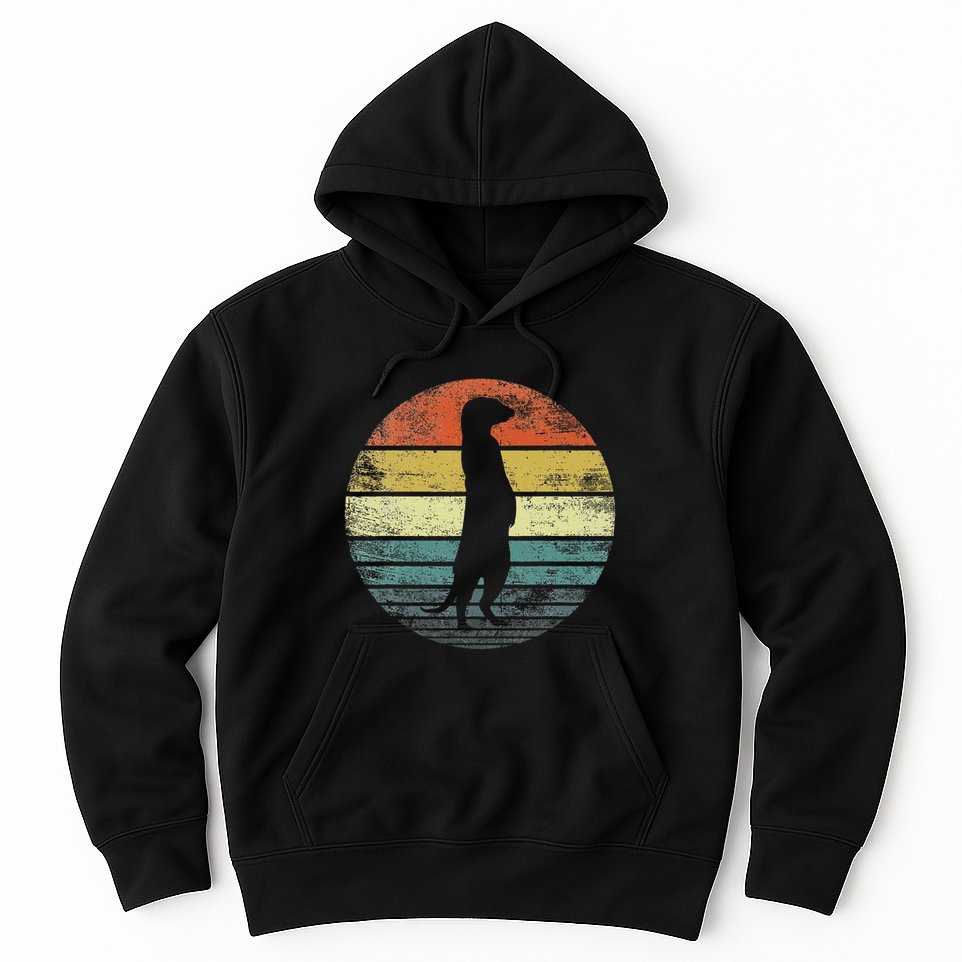 Meerkat Lover Gift Funny Retro Vintage Zoo Animal Silhouette Hoodie