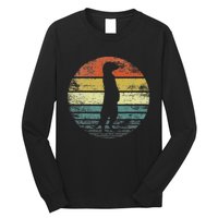 Meerkat Lover Gift Funny Retro Vintage Zoo Animal Silhouette Long Sleeve Shirt