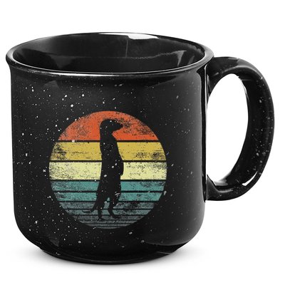 Meerkat Lover Gift Funny Retro Vintage Zoo Animal Silhouette 15oz Campfire Ceramic Mug