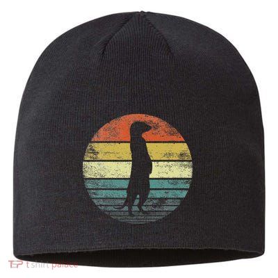 Meerkat Lover Gift Funny Retro Vintage Zoo Animal Silhouette Sustainable Beanie