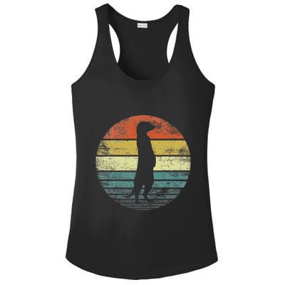 Meerkat Lover Gift Funny Retro Vintage Zoo Animal Silhouette Ladies PosiCharge Competitor Racerback Tank