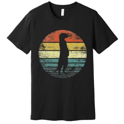 Meerkat Lover Gift Funny Retro Vintage Zoo Animal Silhouette Premium T-Shirt